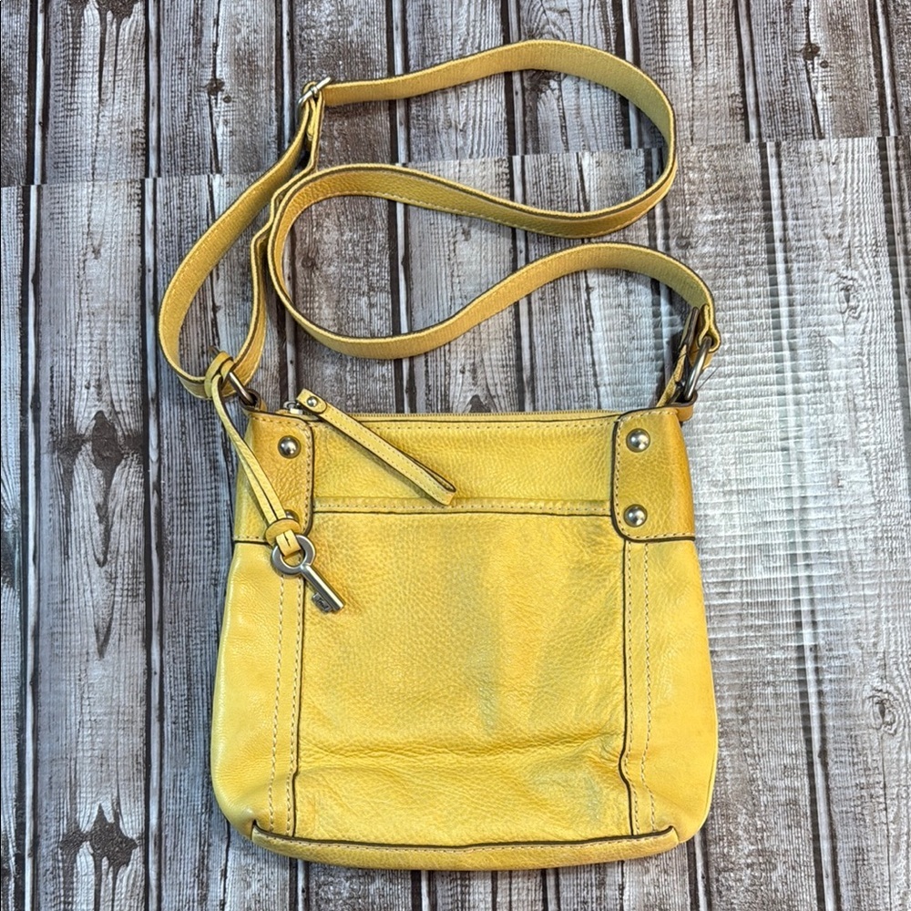 FOSSIL Yellow Leather Crossbody Shoulder Bag